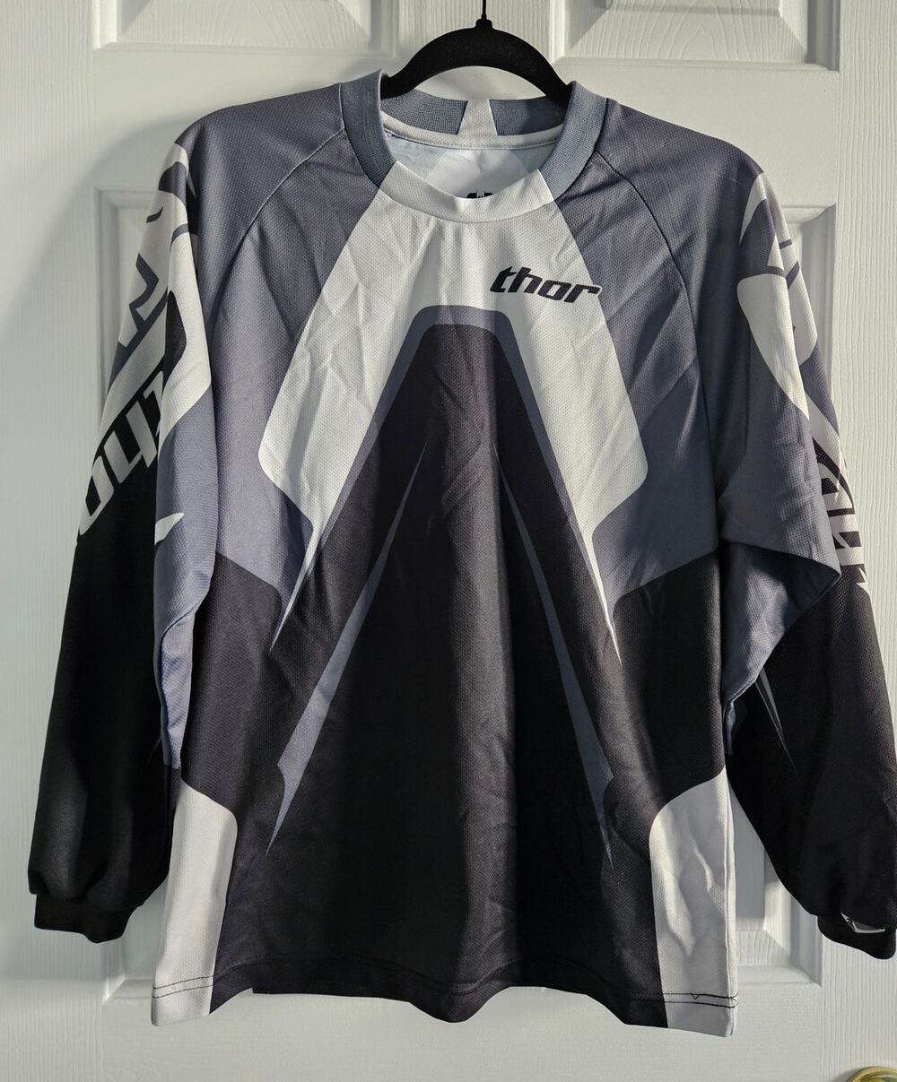Youth THOR Long Sleeve Black/Gray Size L Motorcycle Shirt Motorcross Off Road